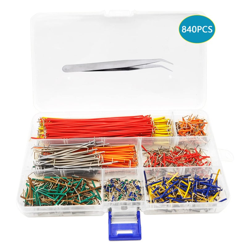 minidodoca 840Pcs Breadboard Jumper Wire kit for Arduino, 14 Vaules, 2 mm/0.08"-125 mm/4.92" Minidodoca U-Shape Magnetic Jumper Wires Assortment kit & 4Pcs 34cm/13.4 inch Length Alligator Clip Test Leads - Image 5