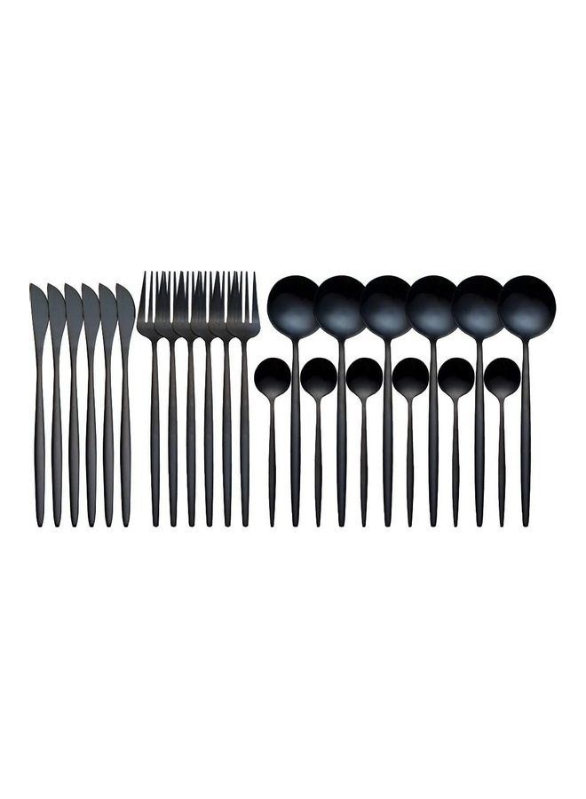 24-Piece Stainless Steel Cutlery Set Black