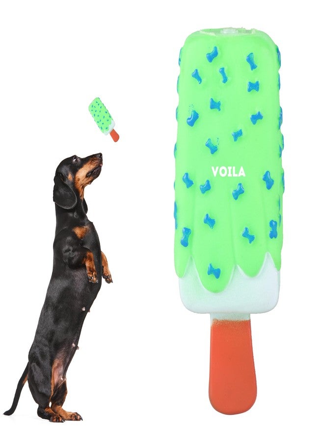 Voila Dog Ice Cream Toy, Fun & Interactive Ice Cream Shaped Dog Toy for Chewing, Fetch & Play, Durable, Safe Rubber Dog Toy (Pack of 1) Green - Image 1