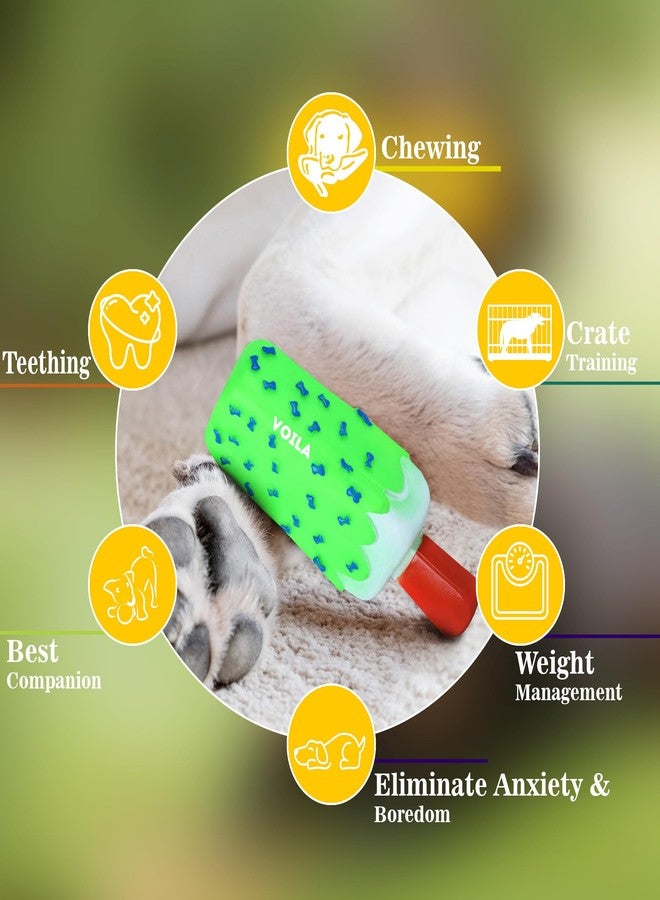 Voila Dog Ice Cream Toy, Fun & Interactive Ice Cream Shaped Dog Toy for Chewing, Fetch & Play, Durable, Safe Rubber Dog Toy (Pack of 1) Green - Image 2