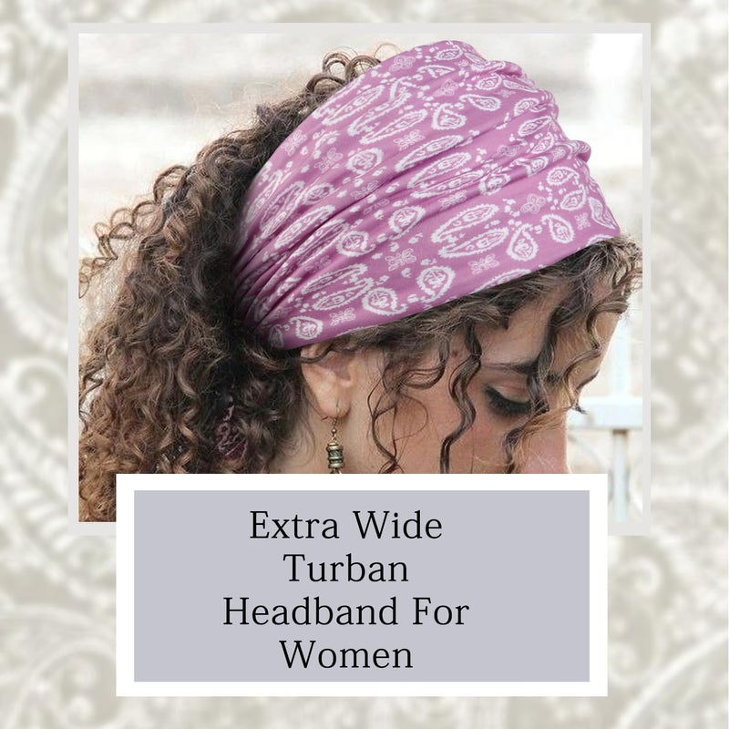 Tobeffect 7 Inches Extra Wide Headbands for Women, 4 Packs Boho Large Turban Head Bands Womens Fashion Bandana Headband Sport Workout Yoga Hairband African Knotted Headwraps - Image 5