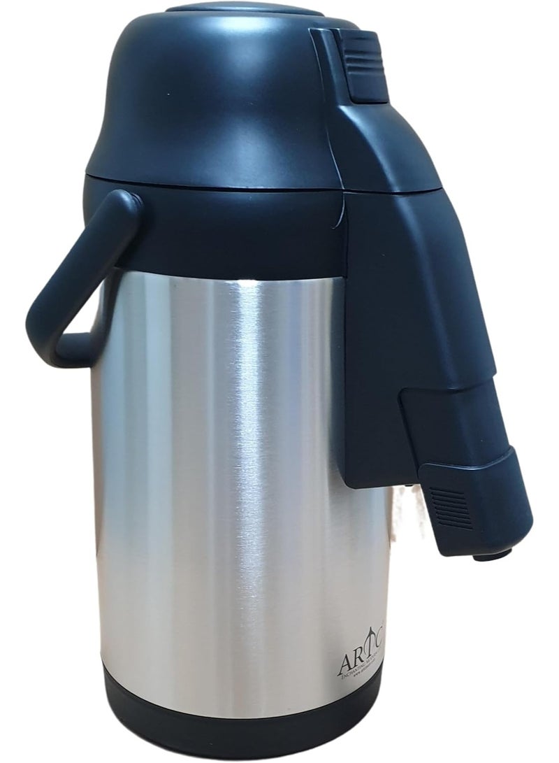 ARTC Premium 5 Liter Stainless Steel Thermal Airpot Beverage Dispenser Designed for convenient everyday serving, this 5-liter thermal airpot features strong stainless steel construction, reliable heat retention, an easy-to-use pump mechanism, and a comfortable carrying handle. Perfect for serving hot coffee, tea, water, and beverages during gatherings, workplaces, events, and hospitality settings. - Image 2