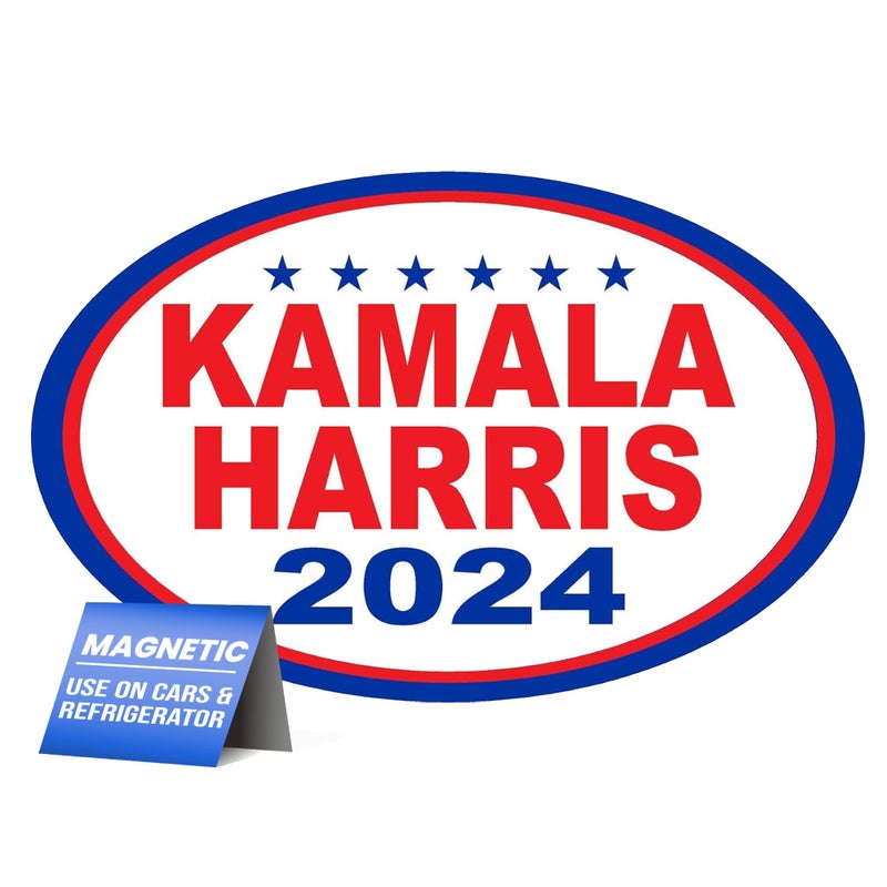 Kamala Harris 2024 Magnetic Bumper Sticker Oval Share wFamily Friends Political Sticker for Vehicle Refrigerator Car Magnet Decal Waterproof Room Wall Decor Gift Collection 35x55