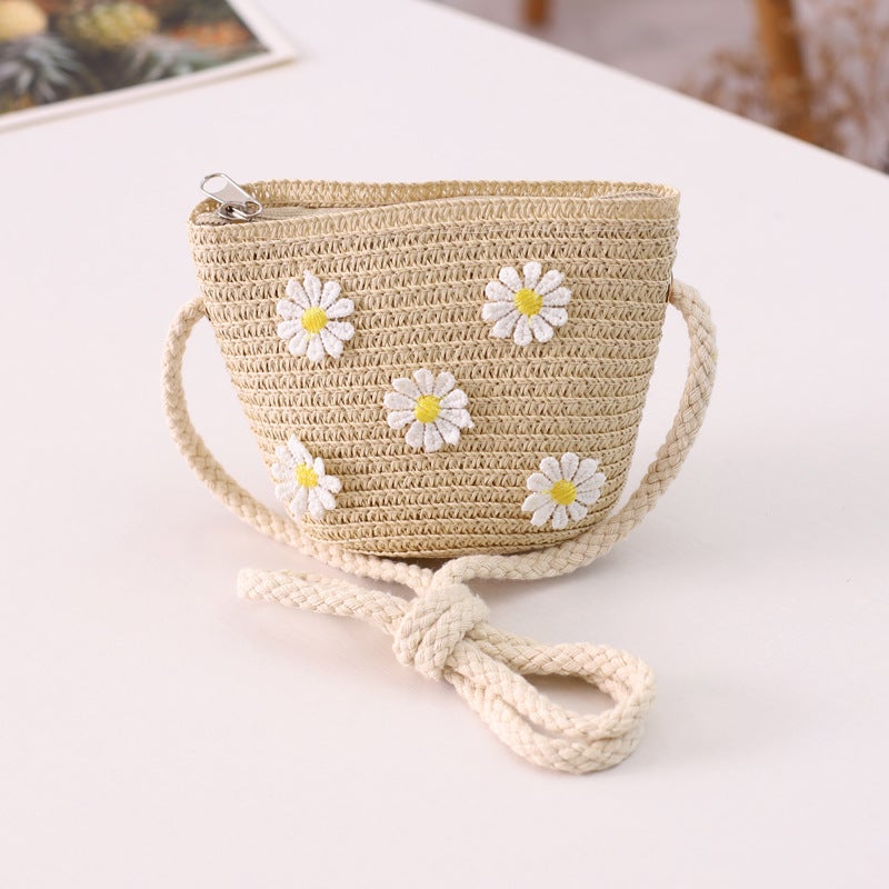 Kids Sun Hat Princess Summer Beach Cap Beige-Bag  - Image 1