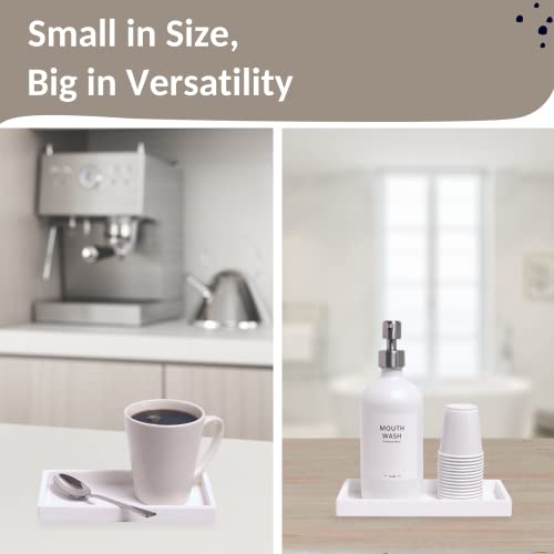 Spacewiser Countertop and Vanity Tray - Small 7.7” Silicone Tray for Soap Dispenser, Bathroom Trays, Dish Soap Trays for Kitchen Counter, Sink Caddy Sinks Organizer, Soaps Dish & Sponge Holder, White - Image 5