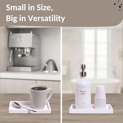 Spacewiser Countertop and Vanity Tray - Small 7.7” Silicone Tray for Soap Dispenser, Bathroom Trays, Dish Soap Trays for Kitchen Counter, Sink Caddy Sinks Organizer, Soaps Dish & Sponge Holder, White - Image 4