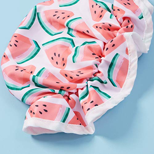 Yccutest Toddler Girl Swimsuits Infant Baby Girl Bathing Suit Bikini Sets Swimwear 3 Piece Summer Beach Outfit Top Shorts Hat (Pink Watermelon, 12-18 Months) - Image 5