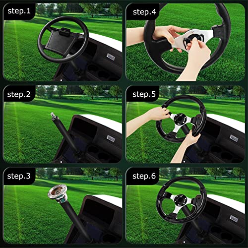 QYMOPAY Golf Cart Steering Wheel, Skid Steering Wheel, Universal Golf Cart for Club Car EZGO RXV and TXT, Yamaha, Precedent Tempo, DS - Image 3