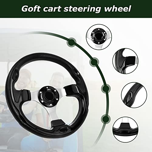 QYMOPAY Golf Cart Steering Wheel, Skid Steering Wheel, Universal Golf Cart for Club Car EZGO RXV and TXT, Yamaha, Precedent Tempo, DS - Image 4