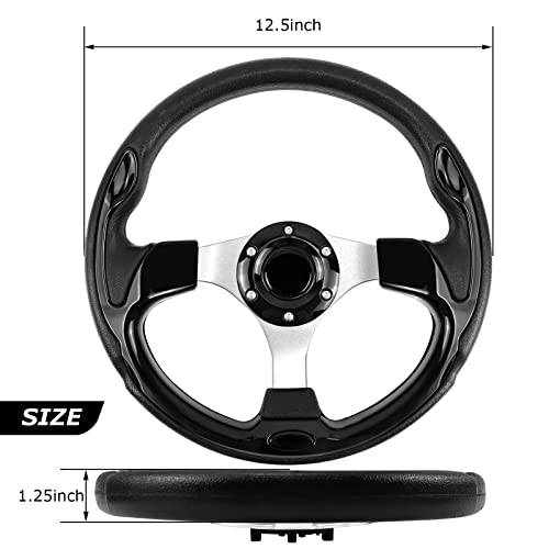QYMOPAY Golf Cart Steering Wheel, Skid Steering Wheel, Universal Golf Cart for Club Car EZGO RXV and TXT, Yamaha, Precedent Tempo, DS - Image 2