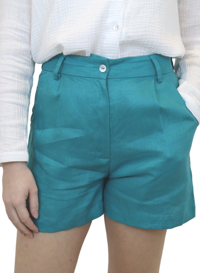 Natural Fashion Linen fitted shorts  - Image 2