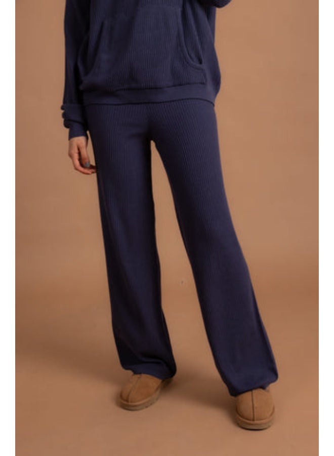 In Your Shoe Indigo Ribbed Knit Pants - Image 1