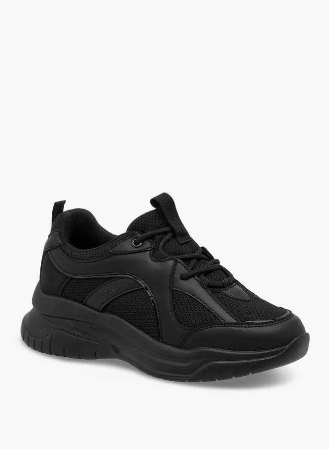 Flora Bella By Shoexpress Women's Panelled Sneakers with Lace-Up Closure