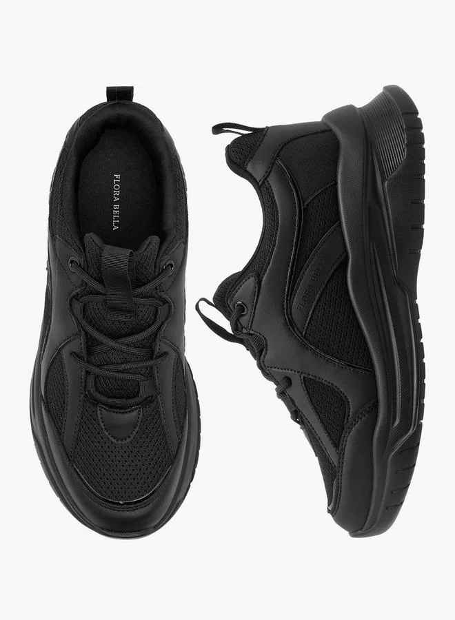 Flora Bella By Shoexpress Women's Panelled Sneakers with Lace-Up Closure