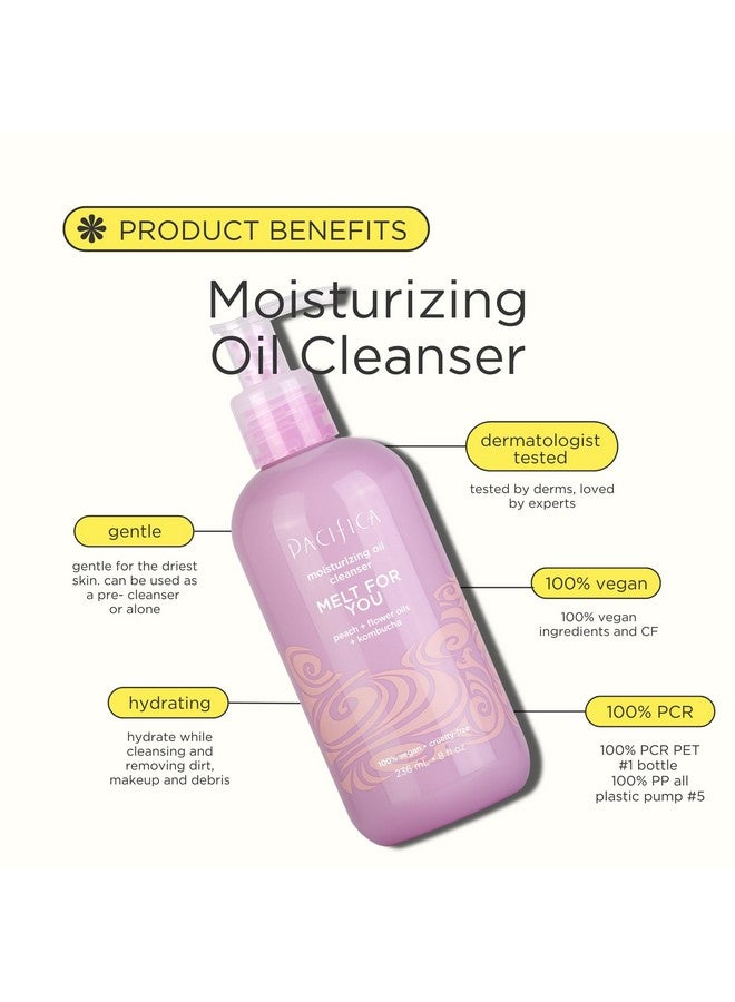 Pacifica Facial Cleanser Oil - Melt For You Daily Hydrating Face Wash & Makeup Remover, Infused w/Kombucha, Botanical & Peach Oils, Natural Scented, Vegan, Clean Beauty, Dermatologist Tested - Image 2
