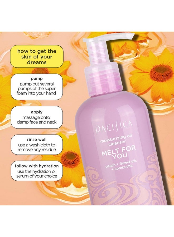 Pacifica Facial Cleanser Oil - Melt For You Daily Hydrating Face Wash & Makeup Remover, Infused w/Kombucha, Botanical & Peach Oils, Natural Scented, Vegan, Clean Beauty, Dermatologist Tested - Image 4