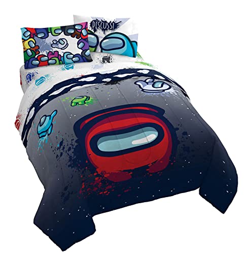 Jay Franco Among Us Space Splatter 5 Piece Queen Size Bed Set-Comforter & Sheet Set-Soft Fade Resistant Microfiber (Official Among Us Product) - Image 1