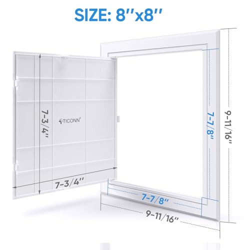 TICONN Access Panel for Drywall, 8 x 8 Inch ABS Plastic Wall Hole Cover Access Doors, Easy Install Plumbing Wall Panel for Drywall, Ceiling, Wiring and Cables - Image 2