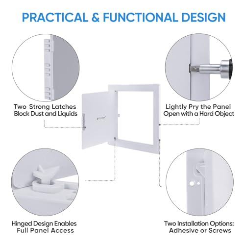 TICONN Access Panel for Drywall, 8 x 8 Inch ABS Plastic Wall Hole Cover Access Doors, Easy Install Plumbing Wall Panel for Drywall, Ceiling, Wiring and Cables - Image 3