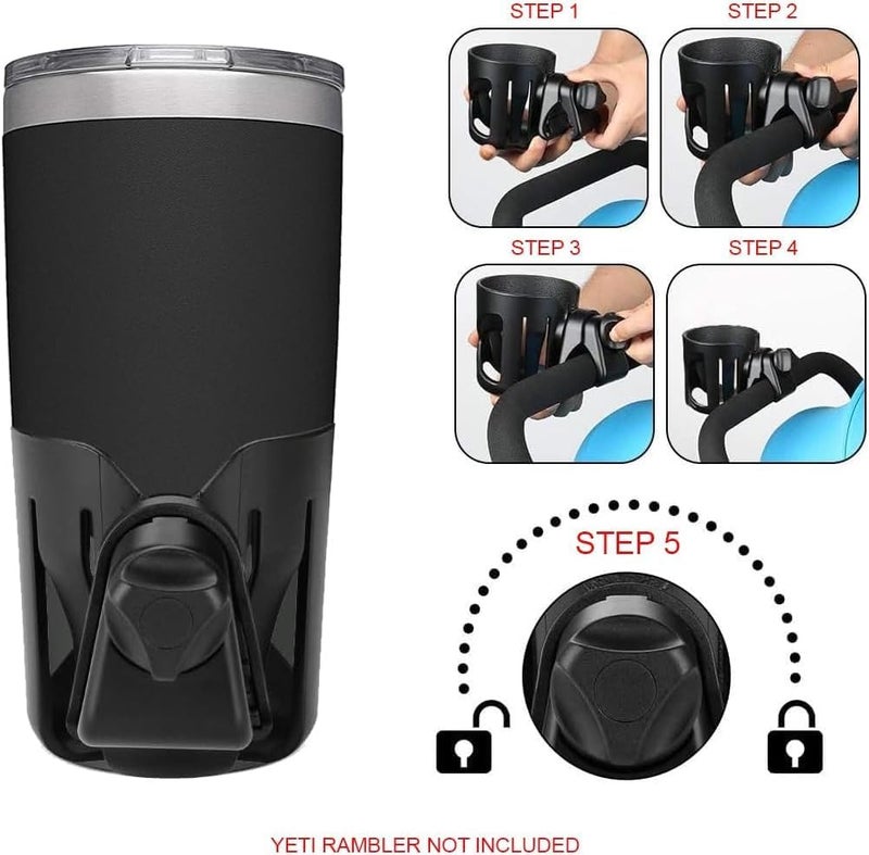 Digital Nc New Stroller Bicycle Scooter Kayak Cup Holder Compatible with Yeti Rambler 1040 Oz Models Super Secure 360 Degrees Rotatable AntiShake Spill Resistant Black - Image 3