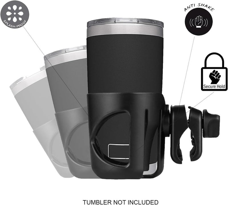 Digital Nc New Stroller Bicycle Scooter Kayak Cup Holder Compatible with Yeti Rambler 1040 Oz Models Super Secure 360 Degrees Rotatable AntiShake Spill Resistant Black - Image 2