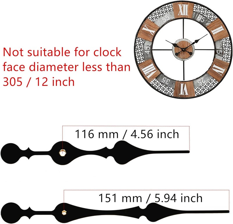 TIKROUND Youngtown12888 23mm Shaft Clock Movement with 2 Spade Hands to Fit Dials up to 40 cm（15.7 Inches） in Diameter. - Image 3