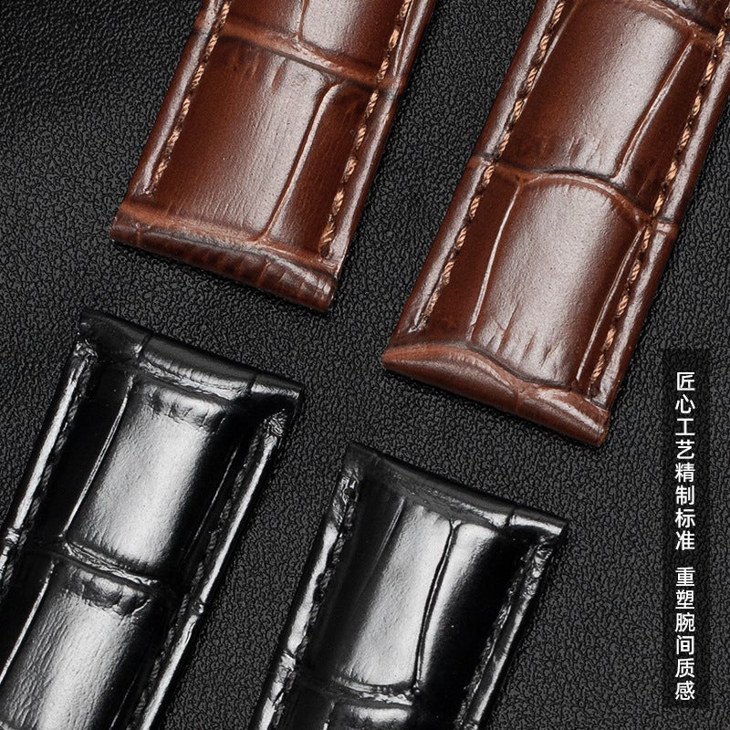 Factory wholesale double-sided leather strap first layer cowhide metal pin buckle men's and women's leather watch chain accessories square buckle - Image 3