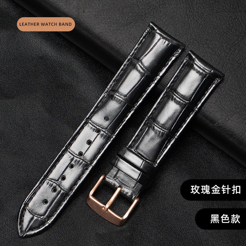 Factory wholesale double-sided leather strap first layer cowhide metal pin buckle men's and women's leather watch chain accessories square buckle - Image 1