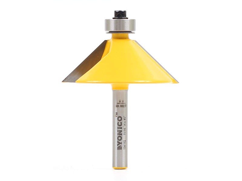 Yonico Chamfer Router Bits Bevel Edge Forming 45 Degree 14Inch Shank 13915q