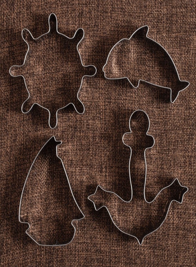 LILIAO Nautical Cookie Cutter Set - 4 Piece - Anchor, Sailboat, Rudder and Dolphin Biscuit Fondant Cutters - Stainless Steel - Image 3