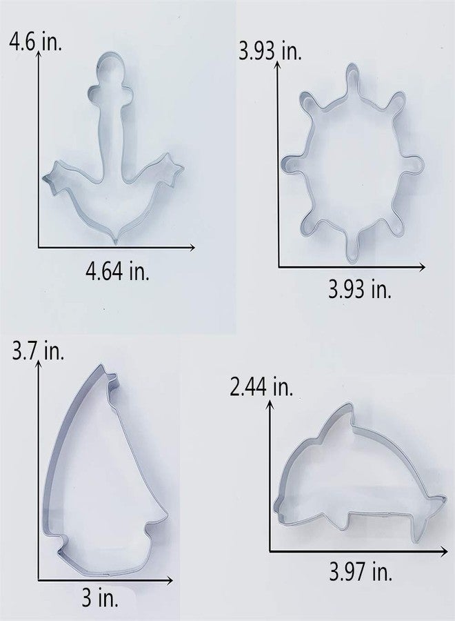 LILIAO Nautical Cookie Cutter Set - 4 Piece - Anchor, Sailboat, Rudder and Dolphin Biscuit Fondant Cutters - Stainless Steel - Image 5