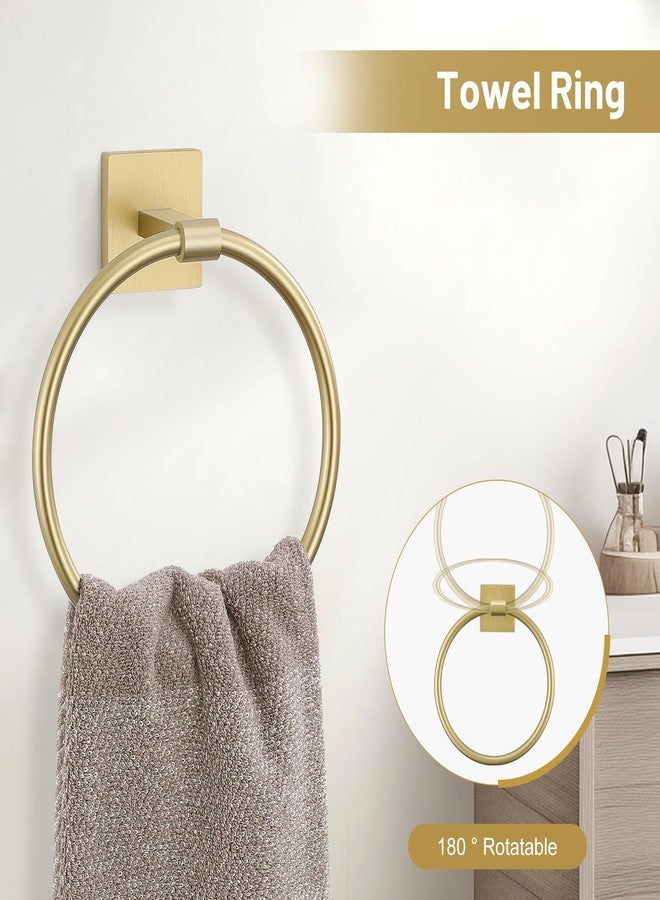 TURS 5-Pieces Brushed Gold Bathroom Hardware Set 23.6 Inch SUS304 Stainless Steel Towel Bar Set Wall Mounted Square Toilet Paper Holder with Shelf - Image 3