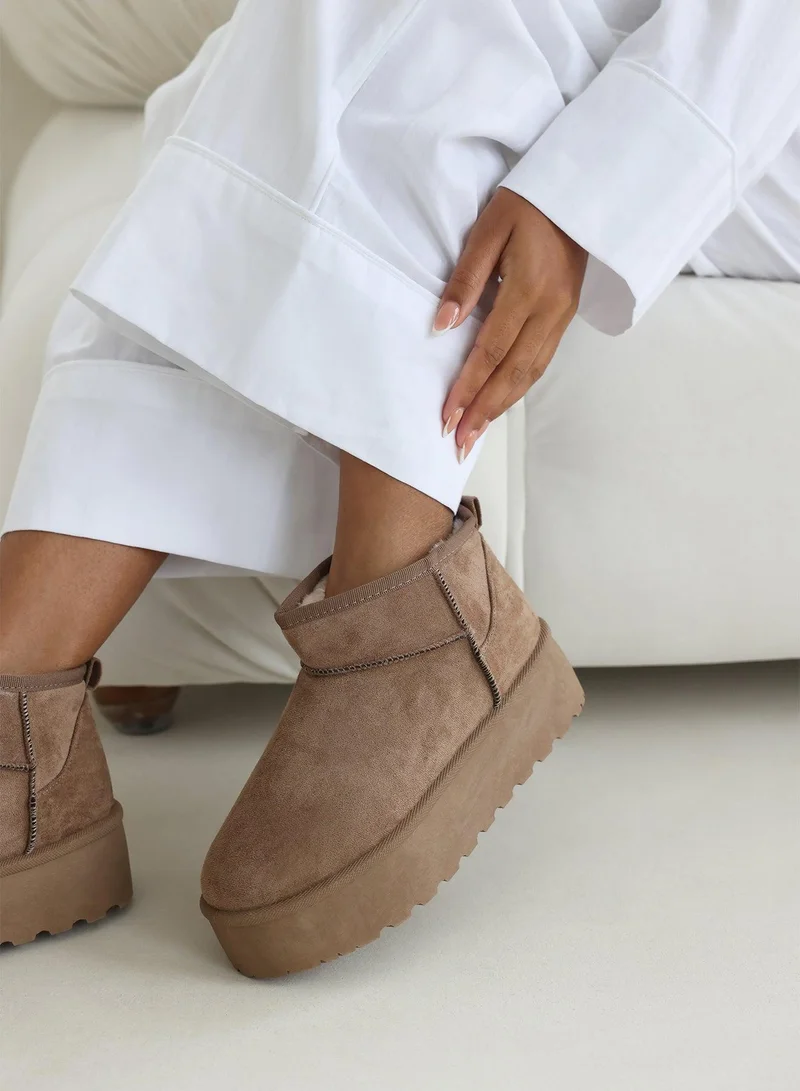 Where's That From 'Calla' Flatform Fur Lining Ankle Boot