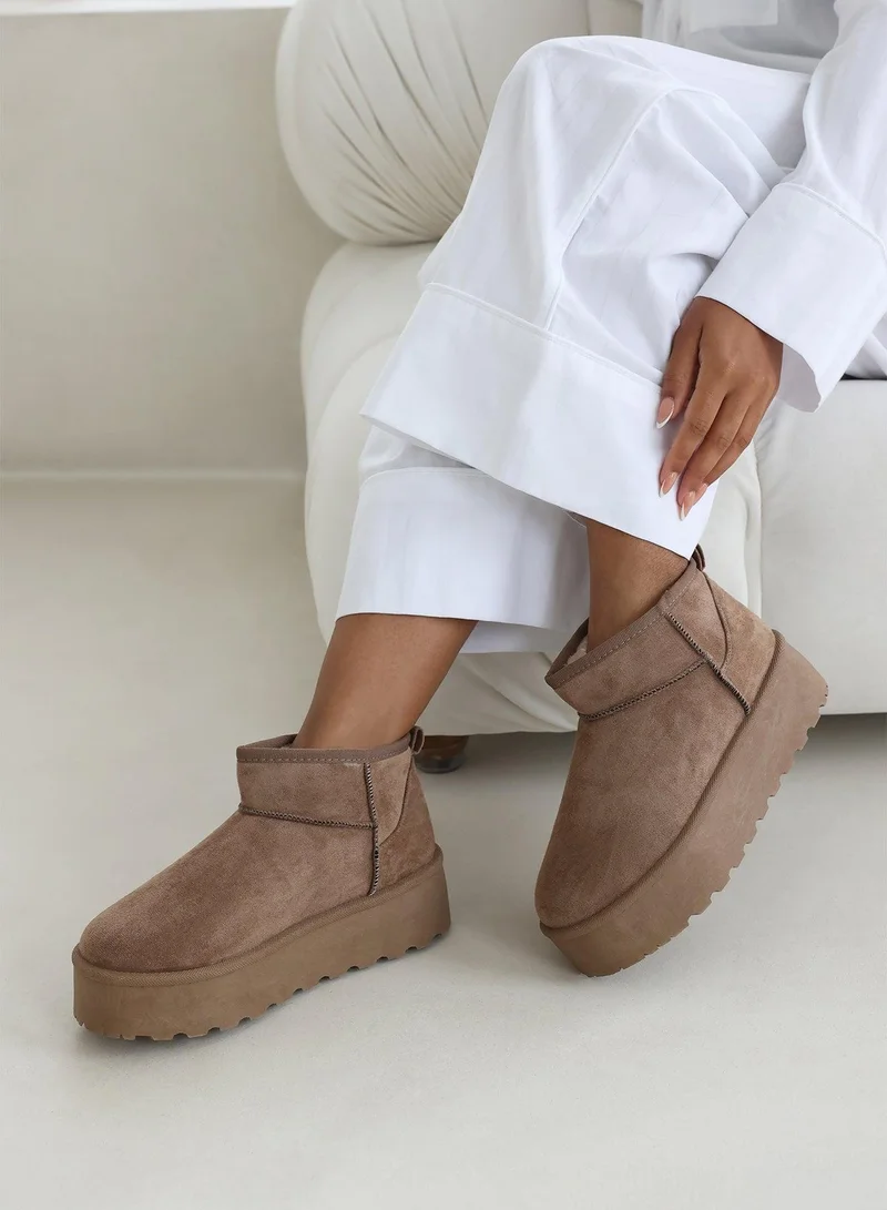 Where's That From 'Calla' Flatform Fur Lining Ankle Boot