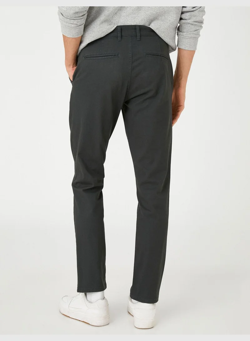 KOTON Basic Chino Trousers Buttoned Pocket Detail