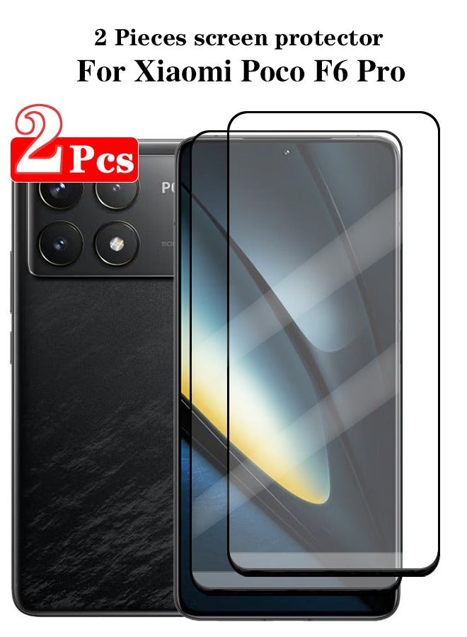 2 Pieces Full Cover Glass Screen Protector For Xiaomi Poco F6 Pro Black/Clear and Screen Protector Accessorie - Image 1