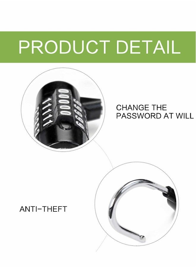 Combination Padlock, Lengthened Lock, Long Shackle Gym Luggage Travel Updated Safety Lock for Locker, Toolbox, Closet, Luggage, Gate(Black)  - Image 5