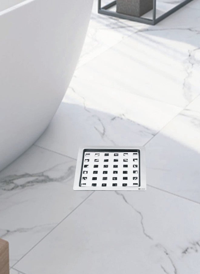 InBāth Floor Drainer/Grating Flat Cut Square with Cockroach Trap with Hole| Stainless Steel 304 Grade | 5 x 5 inches (PRES-055 CH) - Image 5