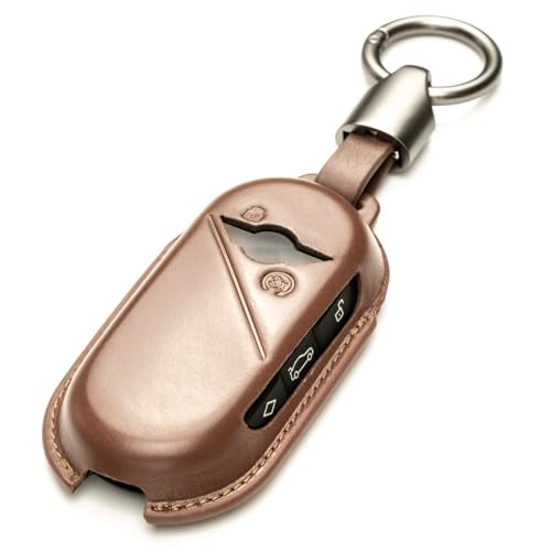 Vitodeco Superior 3D Luxury Leather Key Fob Cover Compatible with Mini Countryman S ALL4, Countryman SE ALL4, Cooper 2 Door, Cooper S 4 Door, Convertible (Mocha) - Image 1