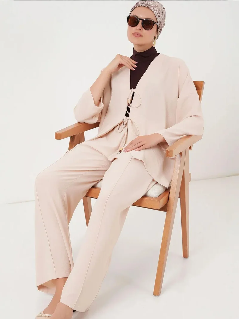 بيغ دارت طقم كارديجان طويل بياقة على شكل حرف  وبنطال من