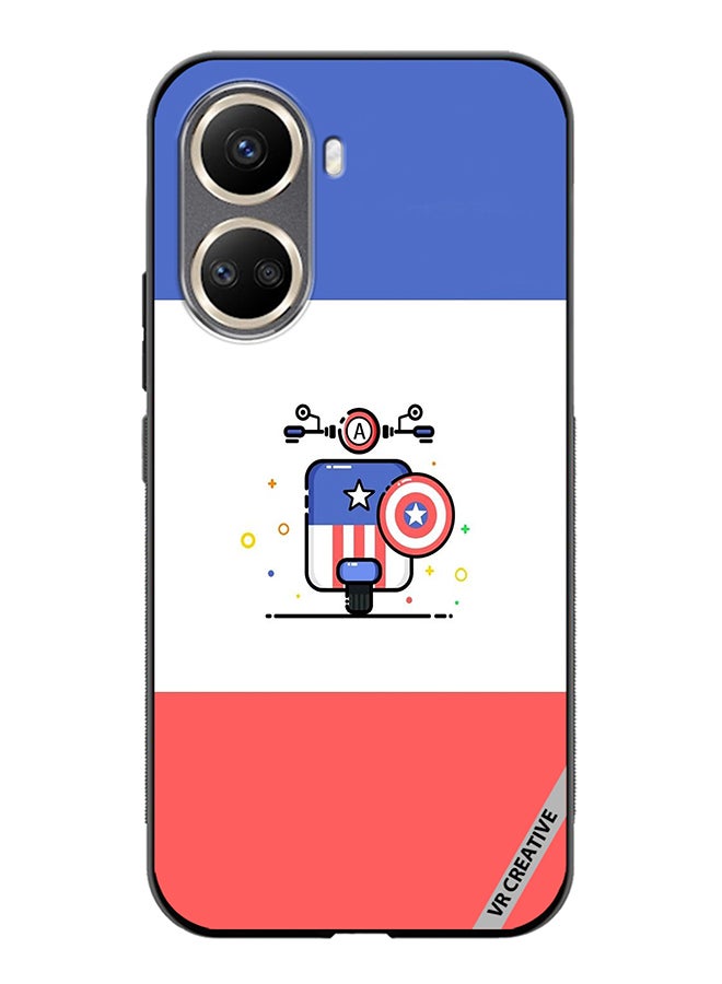 VR CREATIVE Protective Case Cover For Huawei Nova 10 SE Cute Little Bike Of Captain America Design Multicolour - Image 1