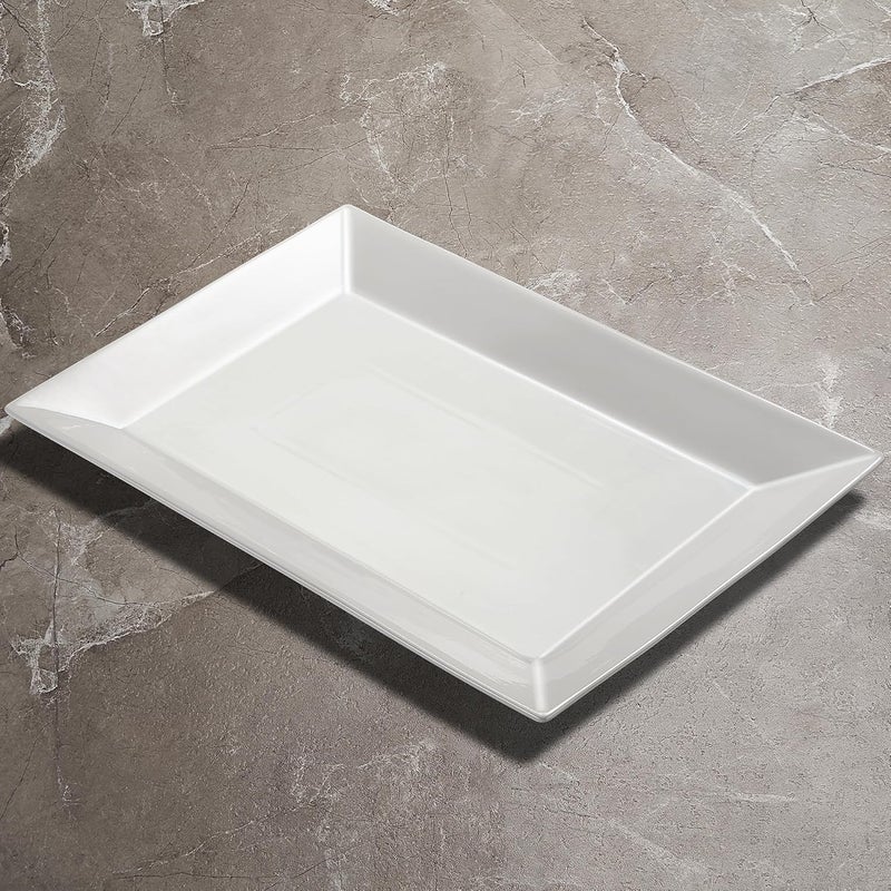 Meideal 18 x 12 Large Serving Platters Set of 2 Porcelain HeavyDuty Large Serving Trays White Rectangular Plates for Turkey Food Fruit Party Wedding Christmas Chip and Scratch Resistant - Image 3