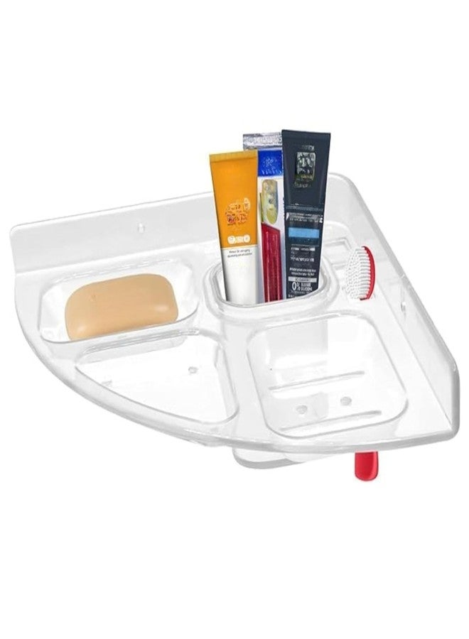 Aimko 5 in 1 Corner Soap Dish Holder | Heavy Duty Transparent Acrylic Wall Shelf | | Unbreakable Bathroom Corner Rack (5 in1 Corner Set, Round/Unbreakable) - Image 1