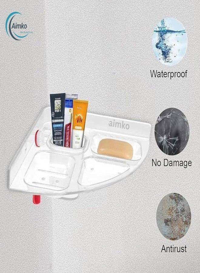 Aimko 5 in 1 Corner Soap Dish Holder | Heavy Duty Transparent Acrylic Wall Shelf | | Unbreakable Bathroom Corner Rack (5 in1 Corner Set, Round/Unbreakable) - Image 3