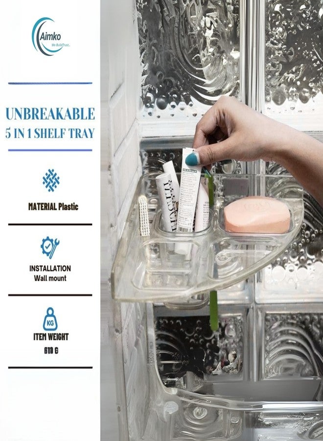 Aimko 5 in 1 Corner Soap Dish Holder | Heavy Duty Transparent Acrylic Wall Shelf | | Unbreakable Bathroom Corner Rack (5 in1 Corner Set, Round/Unbreakable) - Image 4
