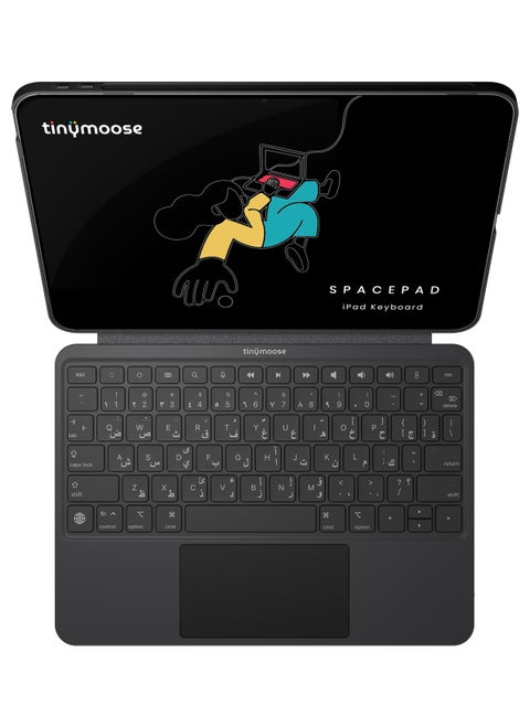 SpacePad iPad Magic Keyboard for iPad – 3-Way Multi-Touchpad, 7-Color Backlit, Scissor Keys, Detachable Design, Bluetooth 5.0 – Compatible with iPad 10 (2022) – Carbon Black – Supports English & Arabic