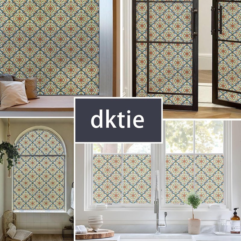 dktie Fensterfolie, Sichtschutzfolie, dekorative Fensterfolie im Bohème-Stil (Psychedelic Colorful 02, 44.5x200cm) - Image 4