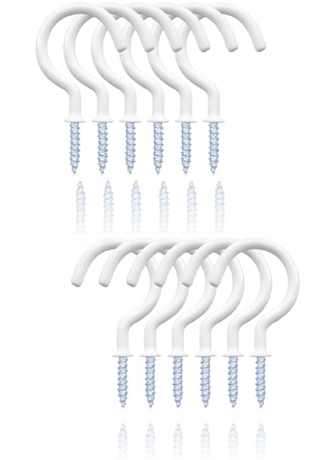 PROMASS promass 12 Pack Vinyl Coated Ceiling Hooks - Multi-Function Screw-in Mug Hooks for Kitchen and Outdoors - White, 1-1/4 Inch, Space-Saving Organization Solution  - Image 1