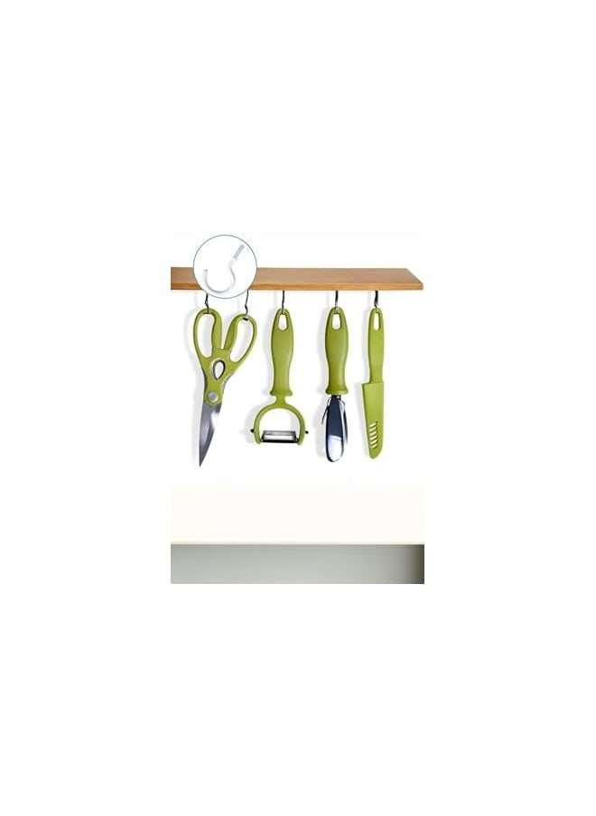 PROMASS promass 12 Pack Vinyl Coated Ceiling Hooks - Multi-Function Screw-in Mug Hooks for Kitchen and Outdoors - White, 1-1/4 Inch, Space-Saving Organization Solution  - Image 4