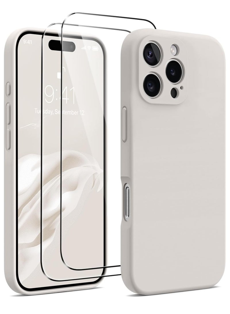 ELTRAZONE iPhone 16 Pro Max Case – Upgraded Silicone Phone Cover with Camera Protection, Compatible with MagSafe, Anti-Scratch Microfiber Lining & 2 Screen Protectors – Stone - Image 1